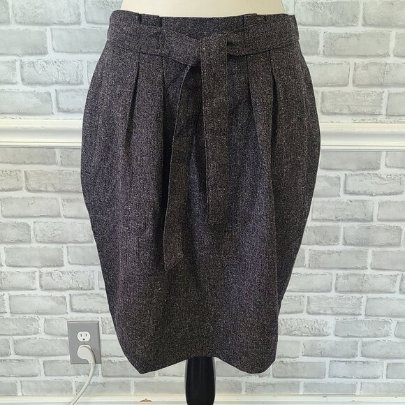 Downeast Donegal Belted Skirt Dark Gray Pleated Women L Classic Career Basic NEW - Picture 8 of 8